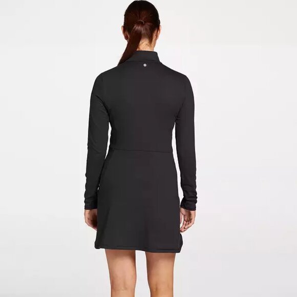 NWT CALIA Women's XXL Long Sleeve Mock Neck Golf Dress Pure Black Odor Control - Picture 3 of 12